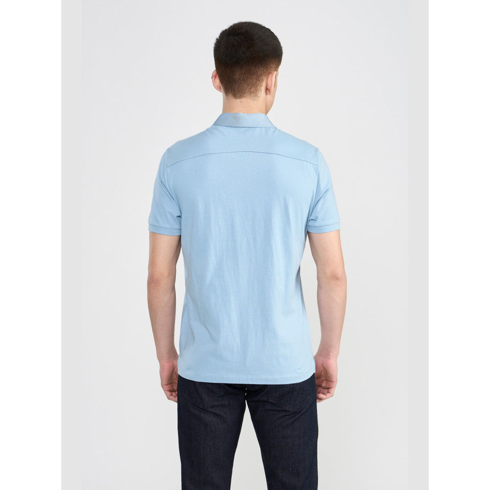 Perona Ethan Blue Solid Polo T-Shirt