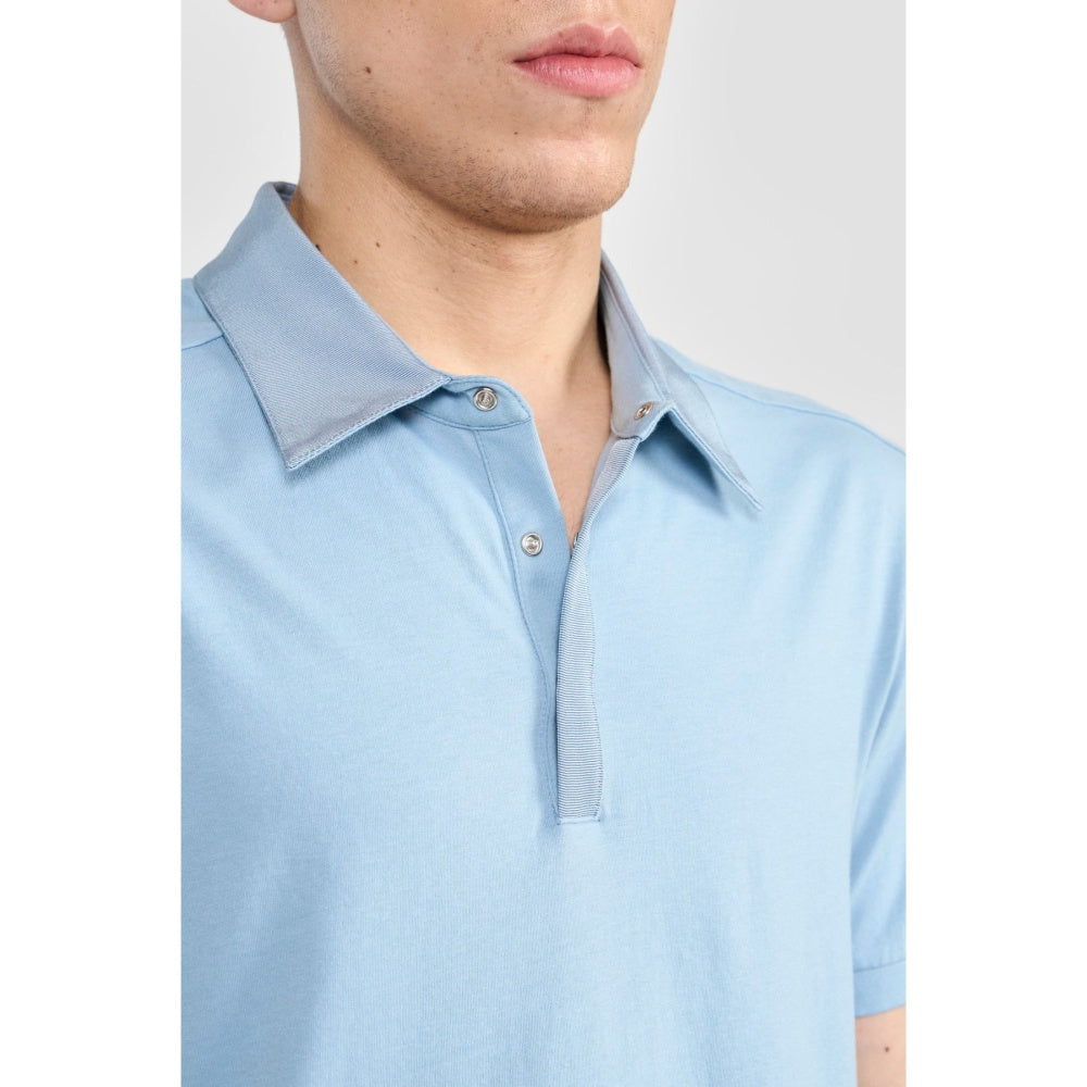 Perona Ethan Blue Solid Polo T-Shirt