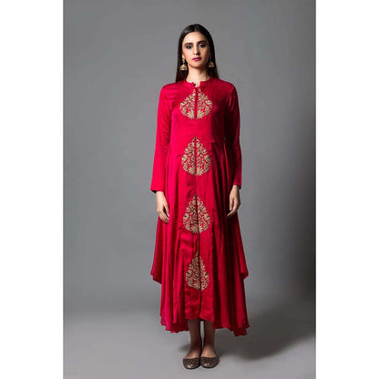 PINK CITY BY SARIKA Lotus Embroidered Dress