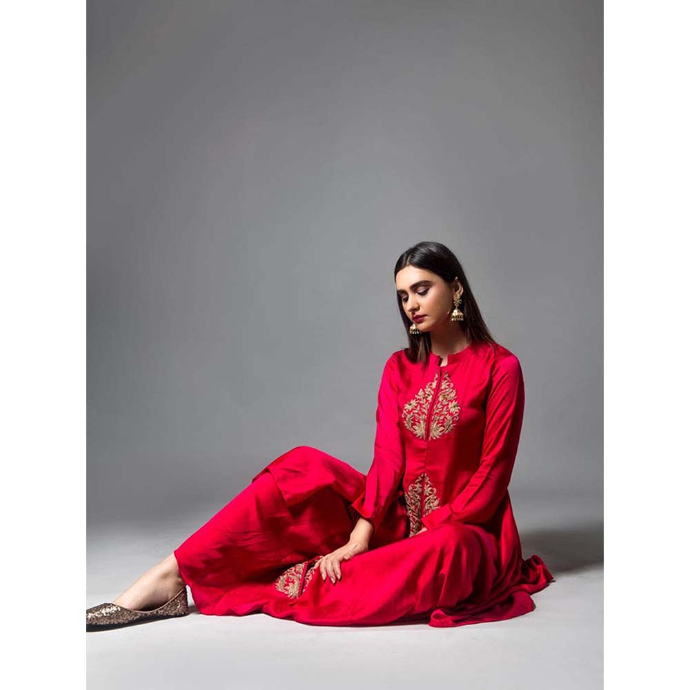 PINK CITY BY SARIKA Lotus Embroidered Dress