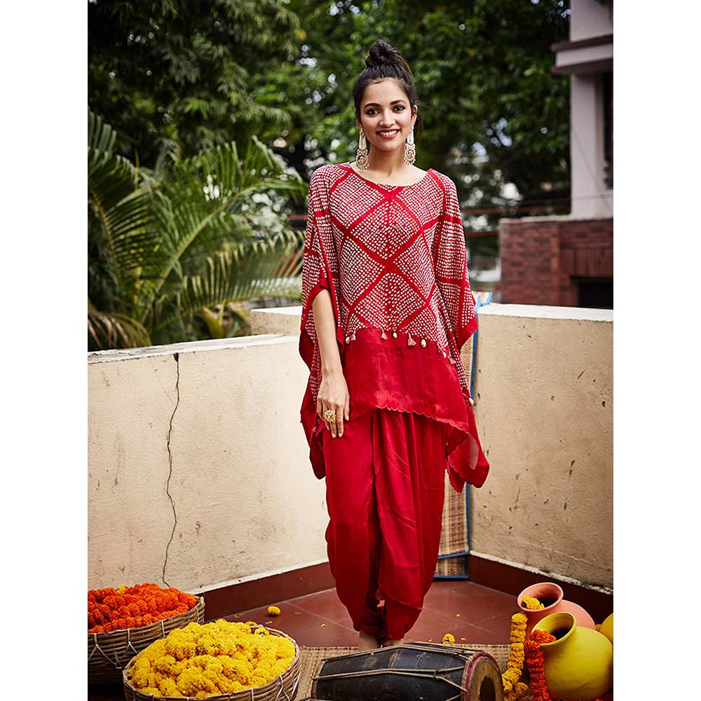 PINK CITY BY SARIKA Short Kaftan with Flap Dhoti (Set of 2)