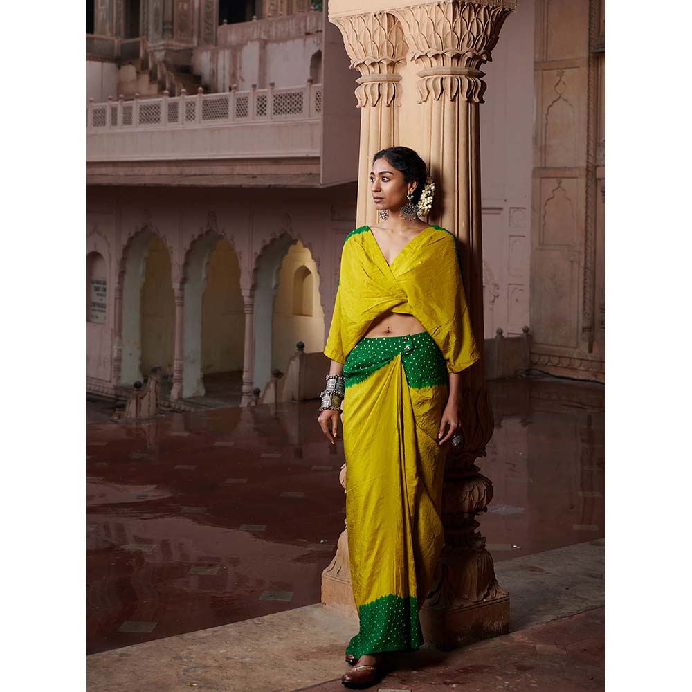 PINK CITY BY SARIKA Ombre Kaftan Top and Drape Skirt (Set of 2)
