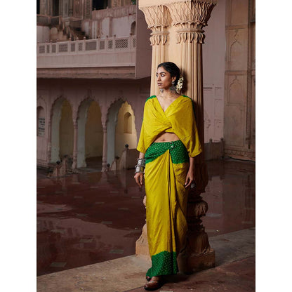 PINK CITY BY SARIKA Ombre Kaftan Top and Drape Skirt (Set of 2)
