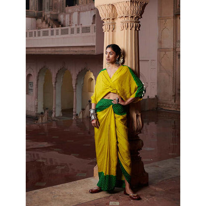 PINK CITY BY SARIKA Ombre Kaftan Top and Drape Skirt (Set of 2)
