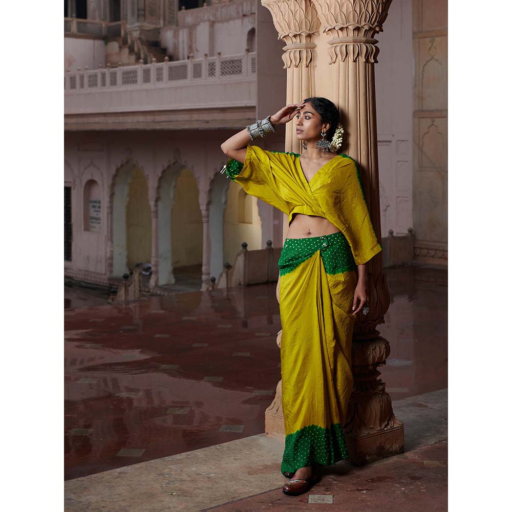 PINK CITY BY SARIKA Ombre Kaftan Top and Drape Skirt (Set of 2)