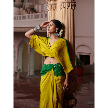 PINK CITY BY SARIKA Ombre Kaftan Top and Drape Skirt (Set of 2)