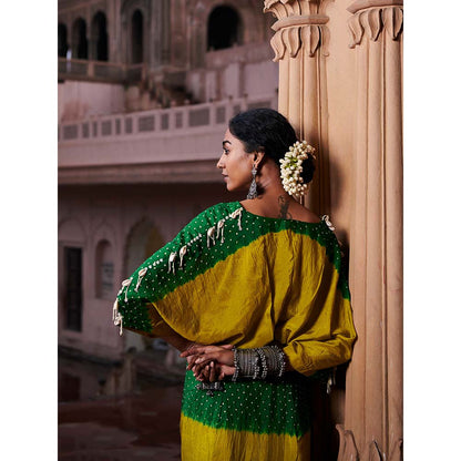PINK CITY BY SARIKA Ombre Kaftan Top and Drape Skirt (Set of 2)
