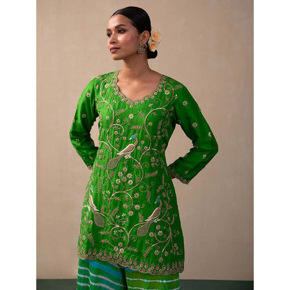 PINK CITY BY SARIKA Leheriya Kurti with Sharara and Dupatta (Set of 3)