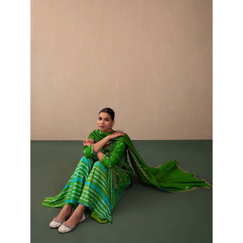 PINK CITY BY SARIKA Leheriya Kurti with Sharara and Dupatta (Set of 3)