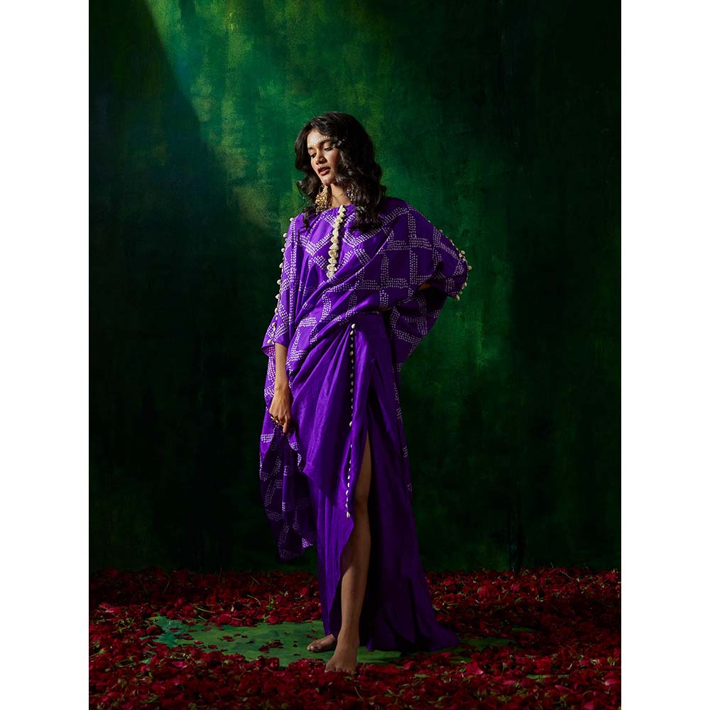 PINK CITY BY SARIKA Bandhni Kaftan with Drape Skirt (Set of 2)