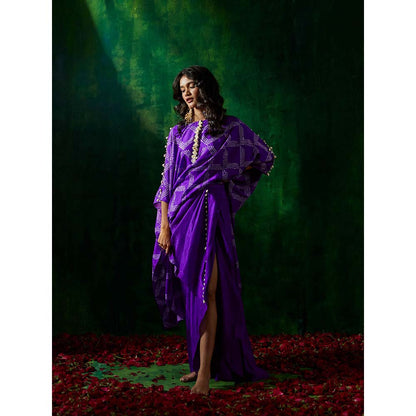 PINK CITY BY SARIKA Bandhni Kaftan with Drape Skirt (Set of 2)
