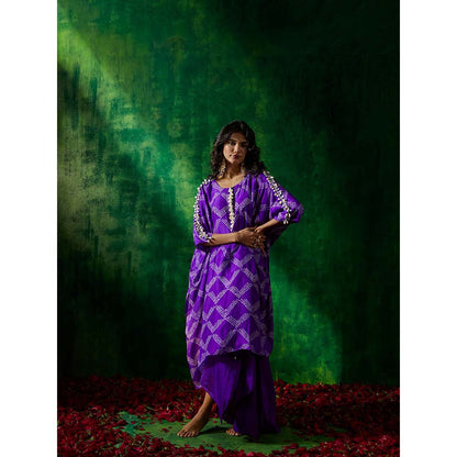 PINK CITY BY SARIKA Bandhni Kaftan with Drape Skirt (Set of 2)