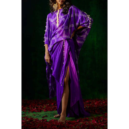 PINK CITY BY SARIKA Bandhni Kaftan with Drape Skirt (Set of 2)