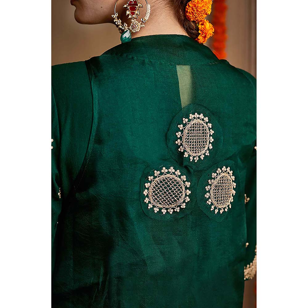 PINK CITY BY SARIKA Harrom Kurti with Organza Cape and Salwar Gharchola (Set of 3)