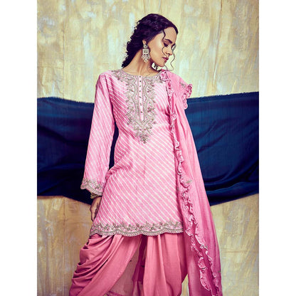 PINK CITY BY SARIKA Leheria Kurta with Dhoti (Set of 2)