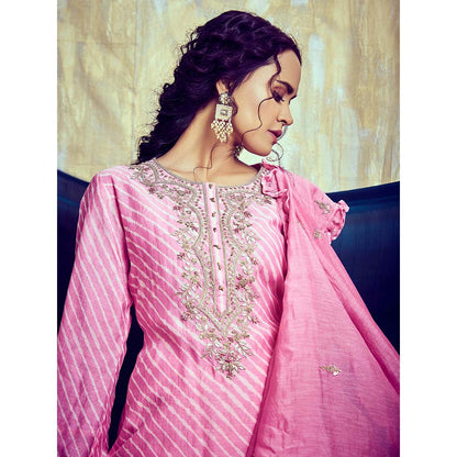 PINK CITY BY SARIKA Leheria Kurta with Dhoti (Set of 2)