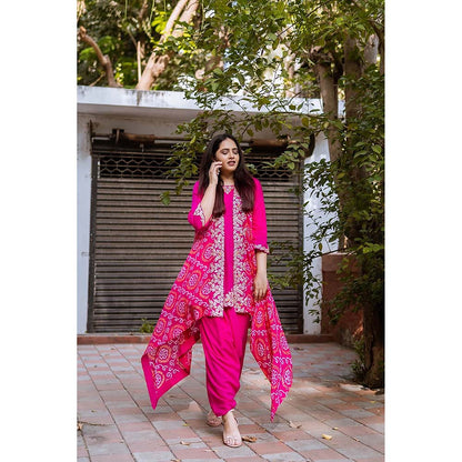 PINK CITY BY SARIKA Short Top With Dhoti And Jacket (Set of 3)