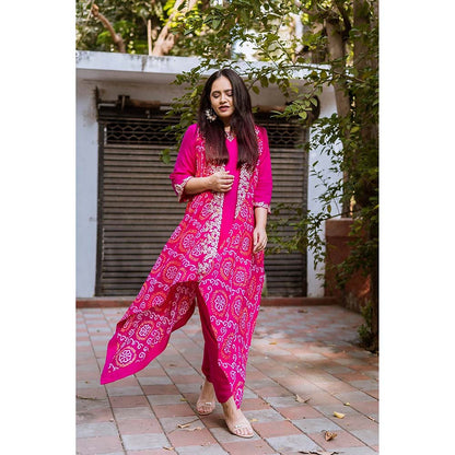 PINK CITY BY SARIKA Short Top With Dhoti And Jacket (Set of 3)