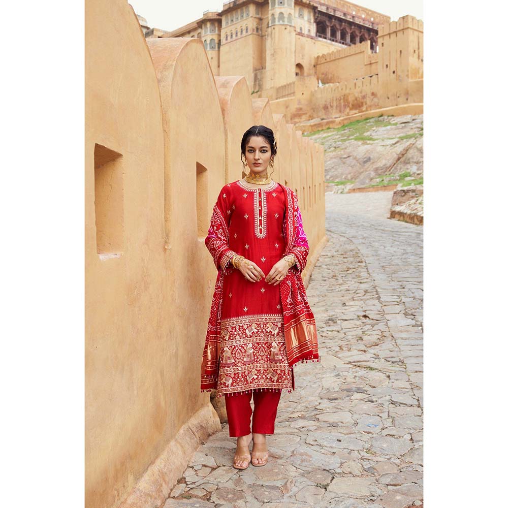 PINK CITY BY SARIKA Women's Dandiya Raas Kurta with Pant and Dupatta (Set of 3)