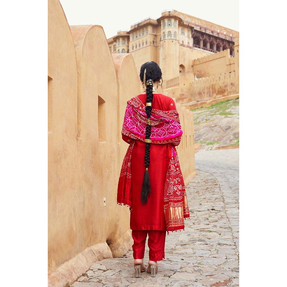 PINK CITY BY SARIKA Women's Dandiya Raas Kurta with Pant and Dupatta (Set of 3)
