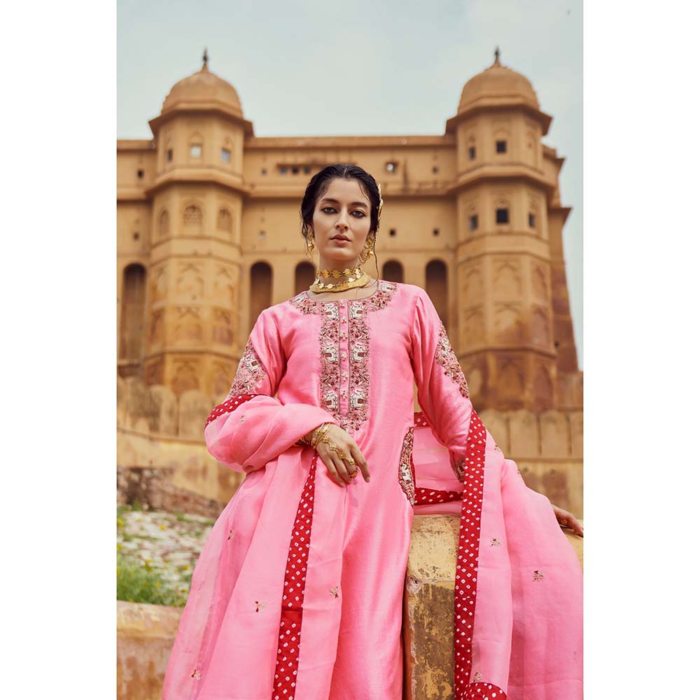 PINK CITY BY SARIKA Women's Hasti Kurta with Pant and Dupatta (Set of 3)