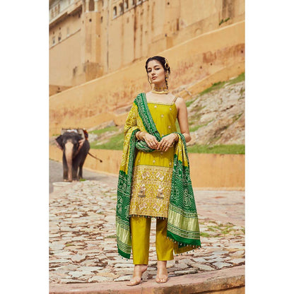 PINK CITY BY SARIKA Women's Strappy Dandiya Raas Kurta with Pant and Dupatta (Set of 3)