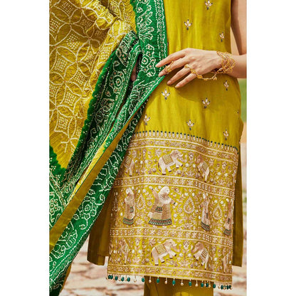 PINK CITY BY SARIKA Women's Strappy Dandiya Raas Kurta with Pant and Dupatta (Set of 3)