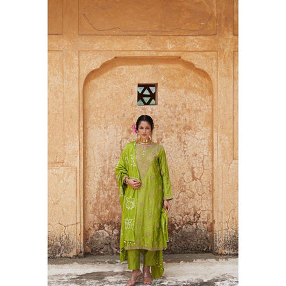 PINK CITY BY SARIKA Women's Kamal Ka Phool Kurta with Pant and Dupatta (Set of 3)