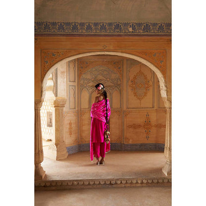 PINK CITY BY SARIKA Women's Strappy Kamal Ka Phool Kurta with Pant and Dupatta (Set of 3)