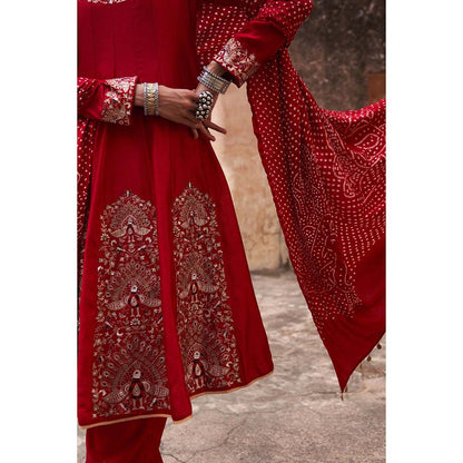 PINK CITY BY SARIKA Women's Mor Kalidar Anarkali Kurta with Pant and Dupatta (Set of 3)