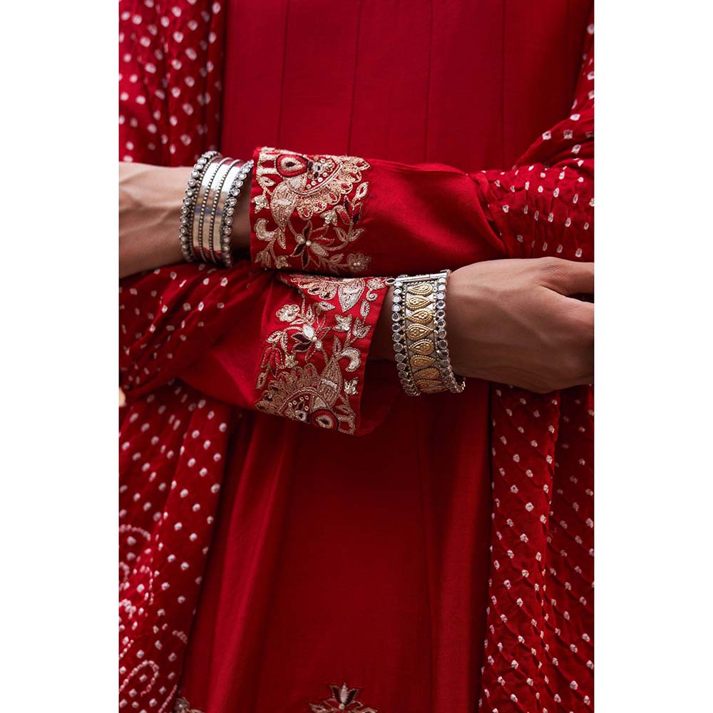 PINK CITY BY SARIKA Women's Mor Kalidar Anarkali Kurta with Pant and Dupatta (Set of 3)
