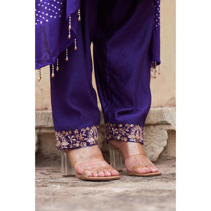 PINK CITY BY SARIKA Women's Mor Kalidar Anarkali Kurta with Pant and Dupatta (Set of 3)