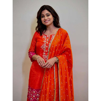 PINK CITY BY SARIKA Women's Rangeela Sharara with Kurta and Dupatta Matching Potli (Set of 4)