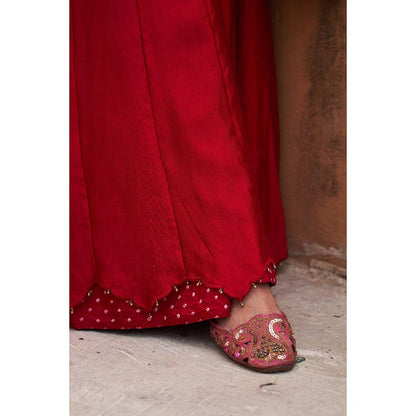 PINK CITY BY SARIKA Women's Maharani Sharara with Kurta and Dupatta Collar (Set of 4)
