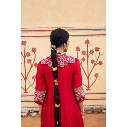 PINK CITY BY SARIKA Women's Maharani Sharara with Kurta and Dupatta Collar (Set of 4)