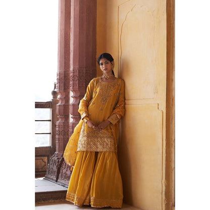 PINK CITY BY SARIKA Women's Kamal Sharara with Kurta and Dupatta (Set of 3)