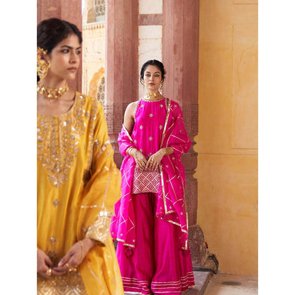 PINK CITY BY SARIKA Women's Kamal Sharara with Kurta and Dupatta (Set of 3)