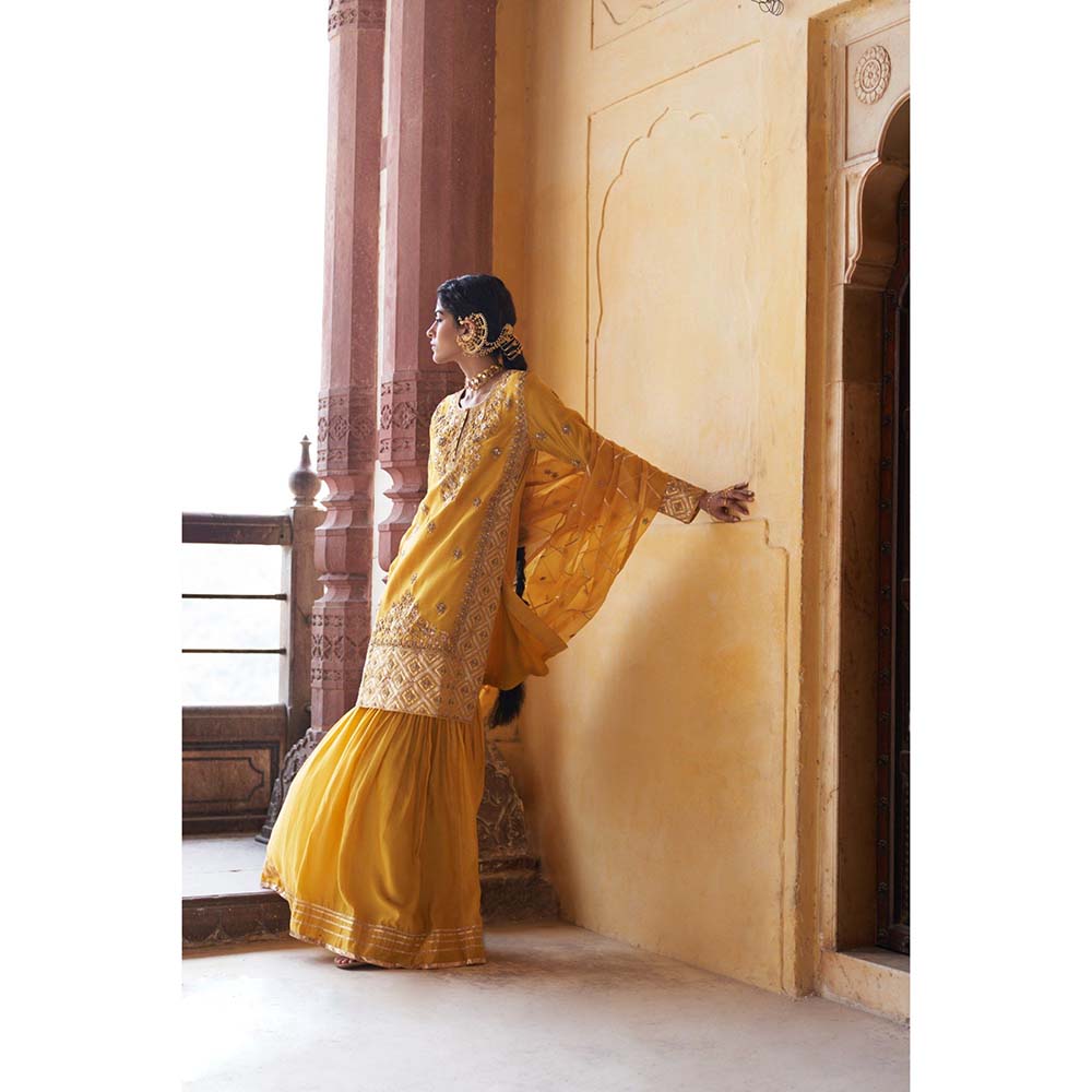 PINK CITY BY SARIKA Women's Kamal Sharara with Kurta and Dupatta (Set of 3)