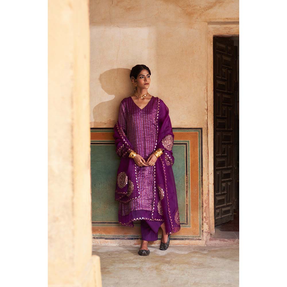 PINK CITY BY SARIKA Women's Mandala Kurta with Pant and Dupatta (Set of 3)