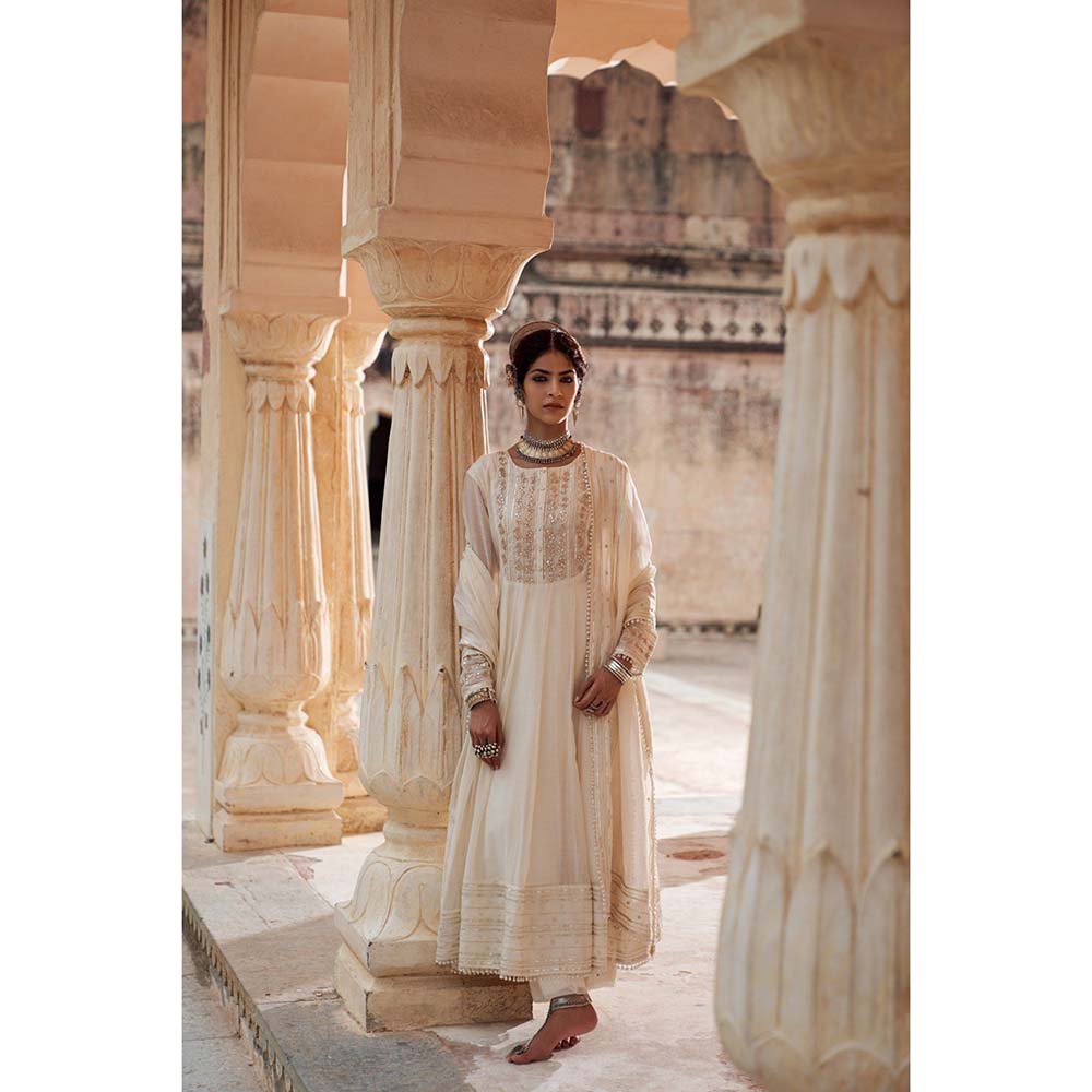 PINK CITY BY SARIKA Women's Chandni Anarkali Kurta with Pant and Dupatta (Set of 3)