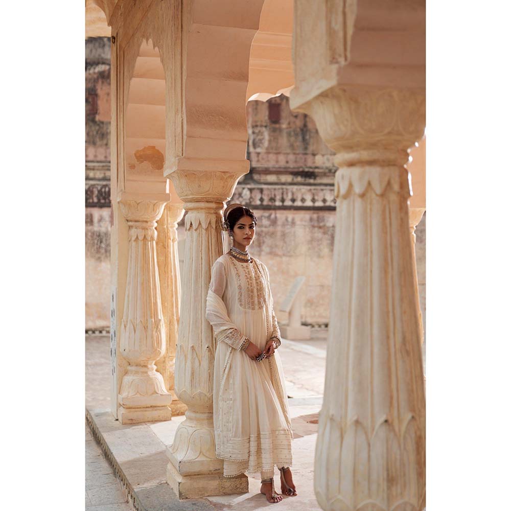 PINK CITY BY SARIKA Women's Chandni Anarkali Kurta with Pant and Dupatta (Set of 3)