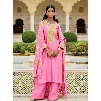 PINK CITY BY SARIKA Pink Kurta with Pant and Dupatta (Set of 3)