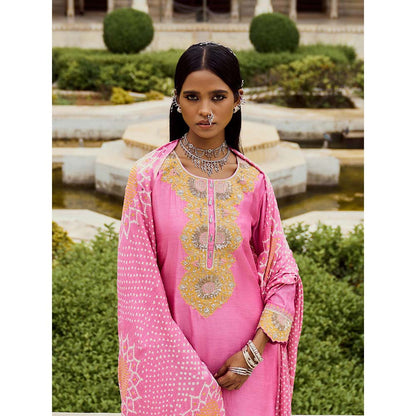PINK CITY BY SARIKA Pink Kurta with Pant and Dupatta (Set of 3)