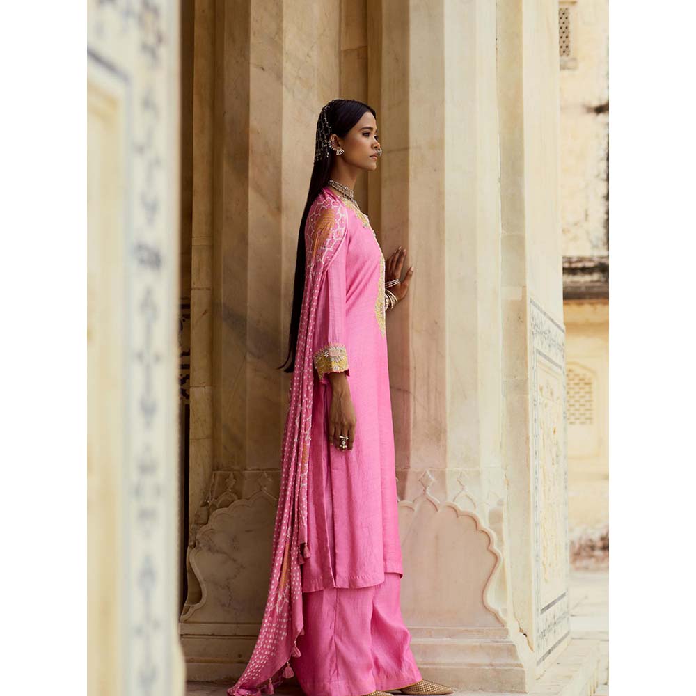 PINK CITY BY SARIKA Pink Kurta with Pant and Dupatta (Set of 3)