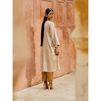 PINK CITY BY SARIKA Beige Sona Chandi Kurta with Pant (Set of 2)