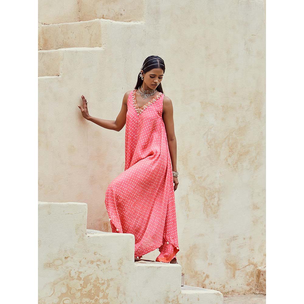 PINK CITY BY SARIKA Peach Handkerchief Kurta with Pant (Set of 2)