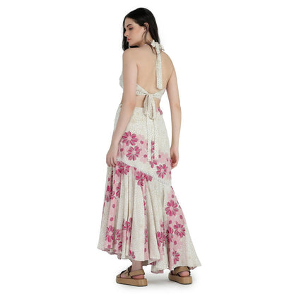 Pinnacle By Shruti Sancheti Bone Asymmetrical Printed Dress