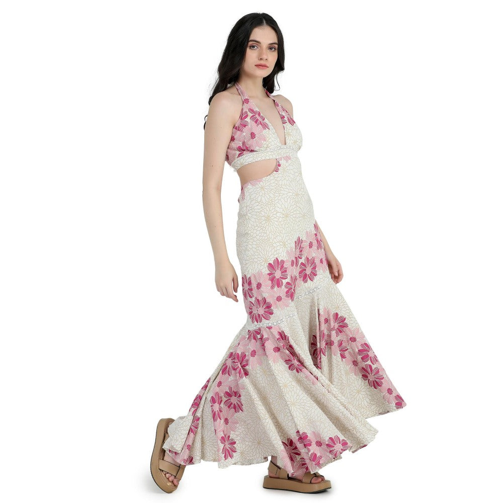 Pinnacle By Shruti Sancheti Bone Asymmetrical Printed Dress