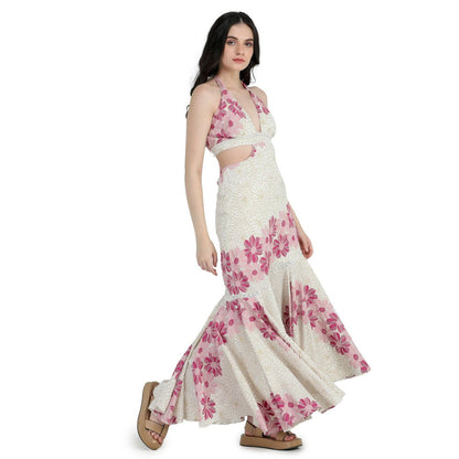 Pinnacle By Shruti Sancheti Bone Asymmetrical Printed Dress