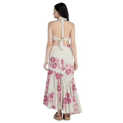 Pinnacle By Shruti Sancheti Bone Asymmetrical Printed Dress